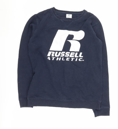 Additional front view of Russell Athletic boys’' blue pullover sweatshirt 15-16 years