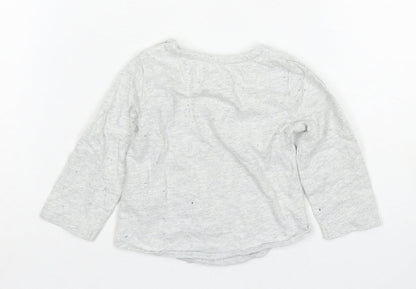 Back view of Disney girls’ grey long sleeve t-shirt, 6-9 months, cartoon theme
