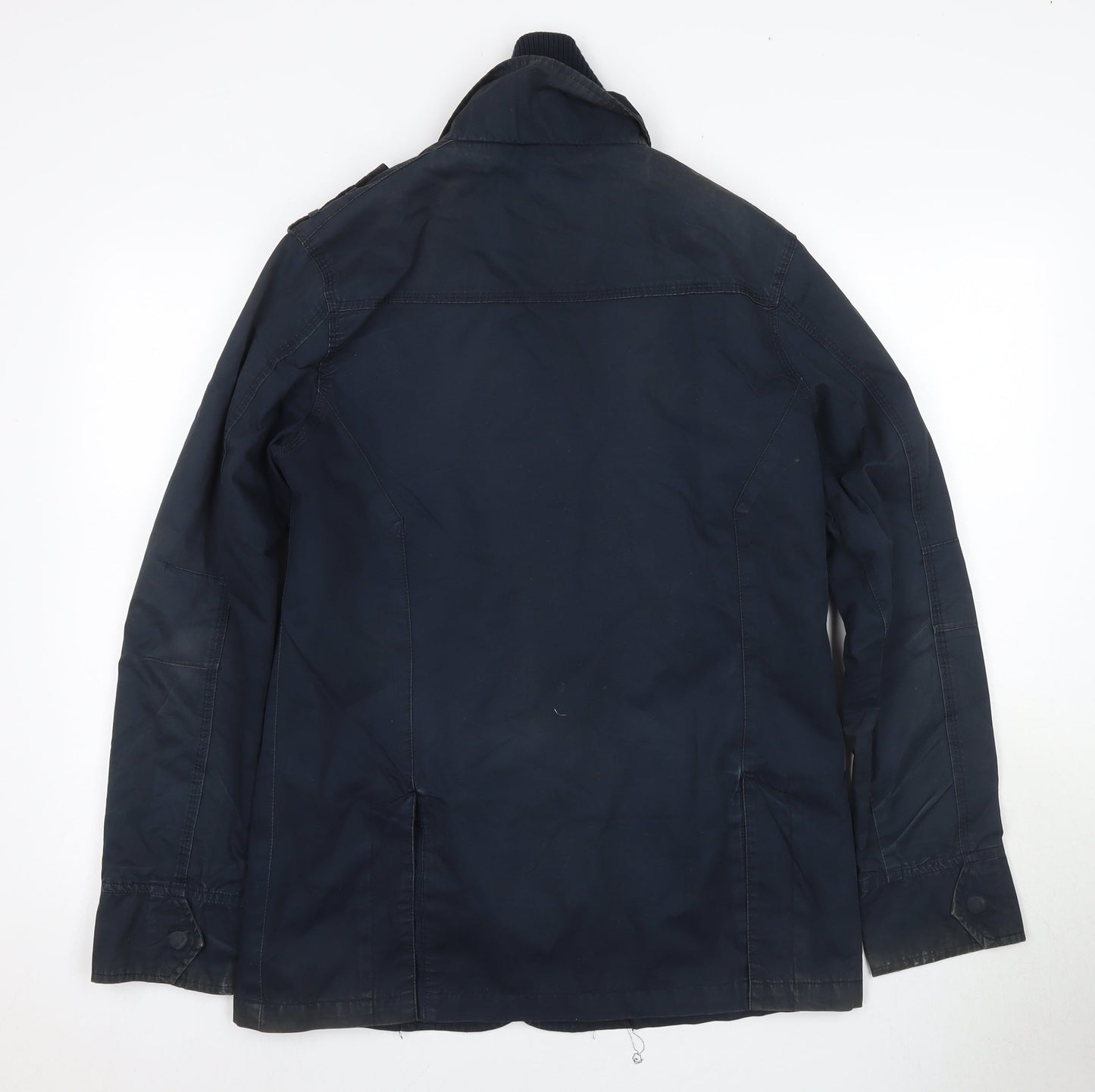 Vintage Men's Blue Military Jacket - M - Zip & Button