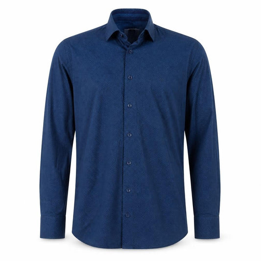 Lakiste Men's Blue Geometric Long Sleeve Dress Shirt