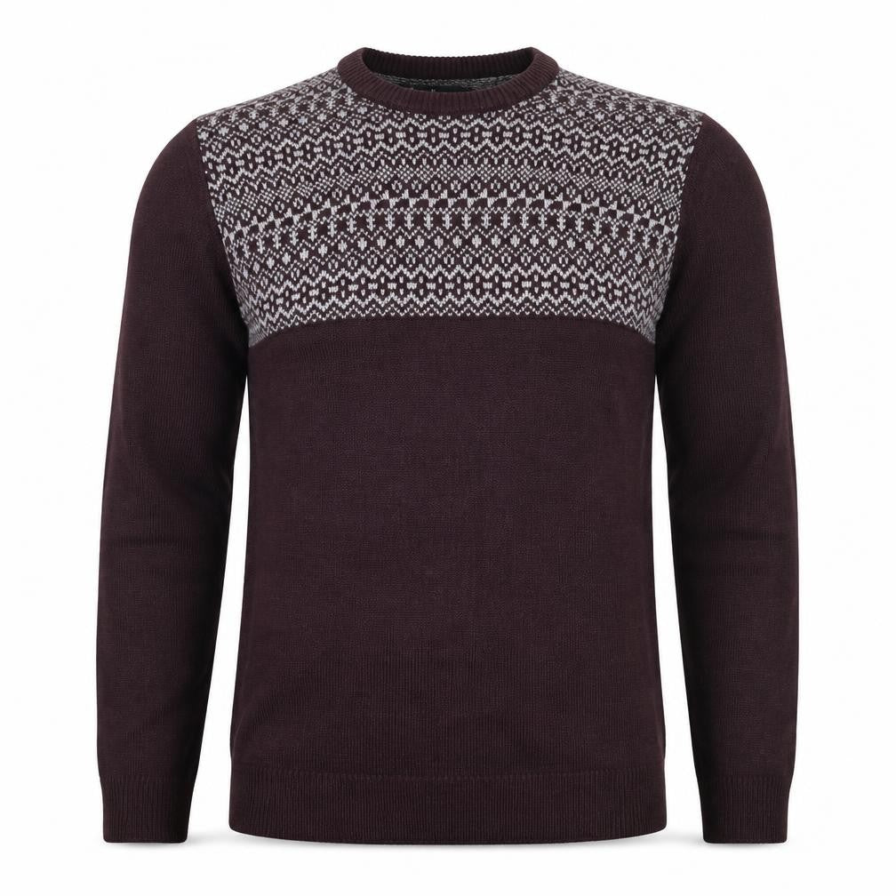 James Pringle Men's Brown Fair Isle Pullover Jumper, M