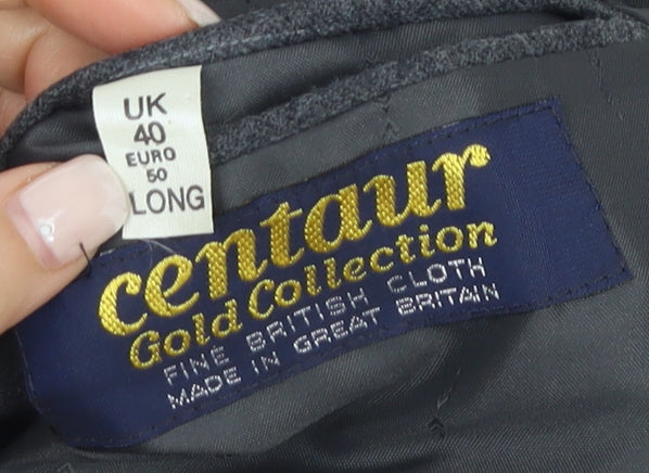 Centaur Men's Grey Size 40L Double-Breasted Blazer