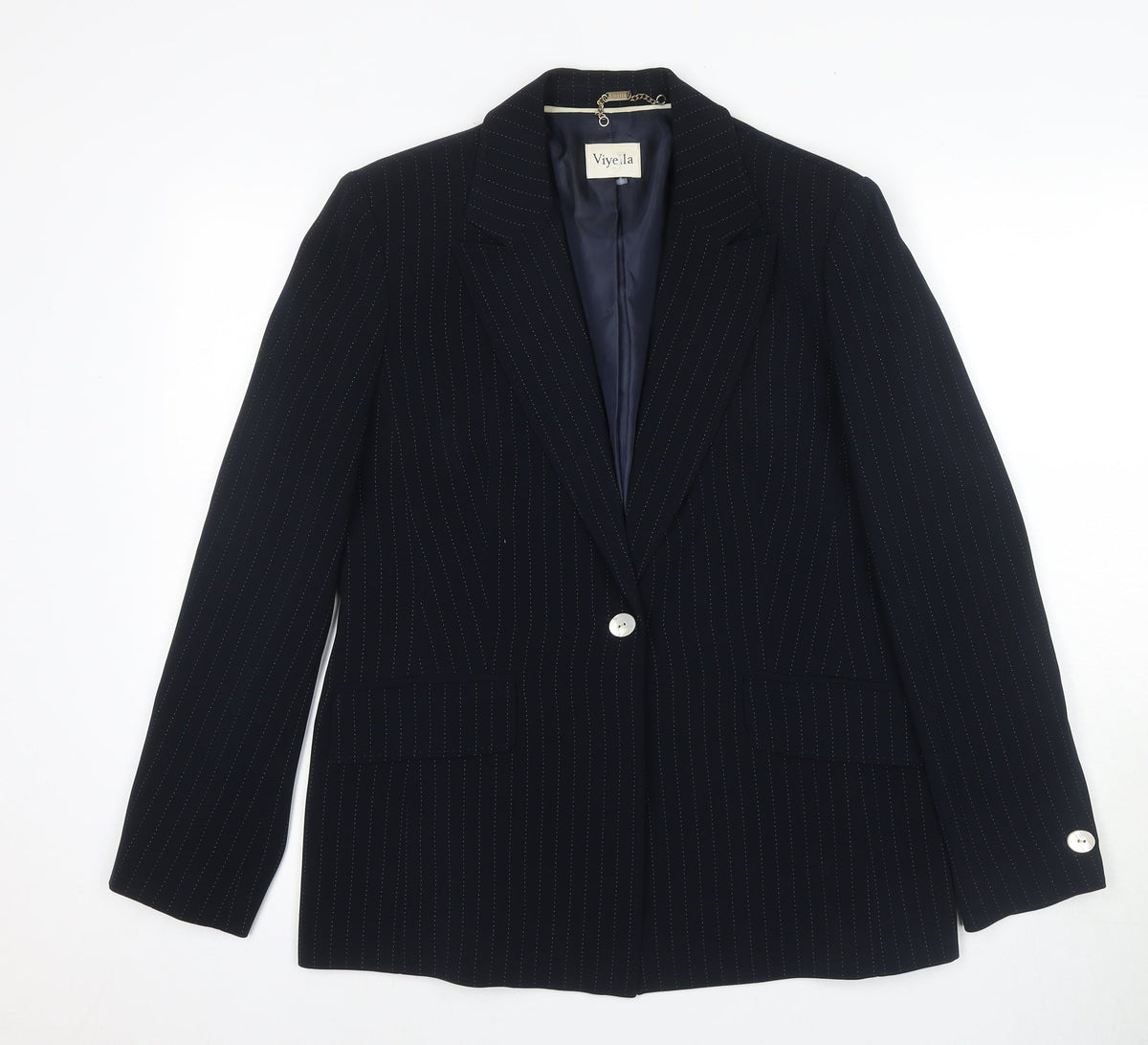 Viyella Women's Black Pinstripe Suit Jacket Size 12