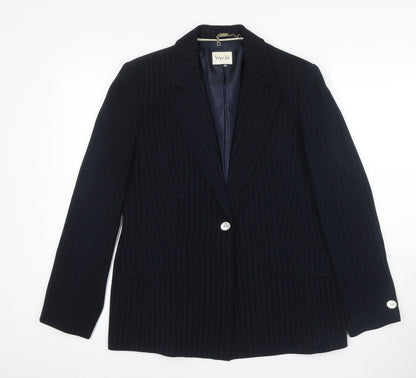 Viyella Women's Black Pinstripe Suit Jacket Size 12