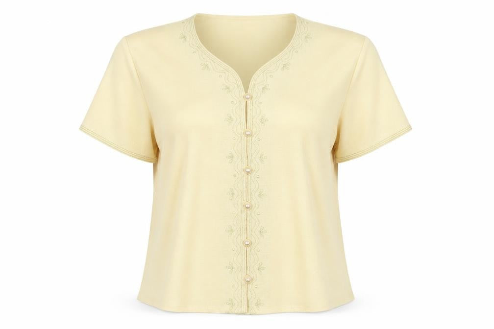 John Roberts Women's Yellow V-Neck Blouse, Size 16