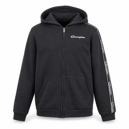 Front view of Champion boys’ black xl full zip hoodie
