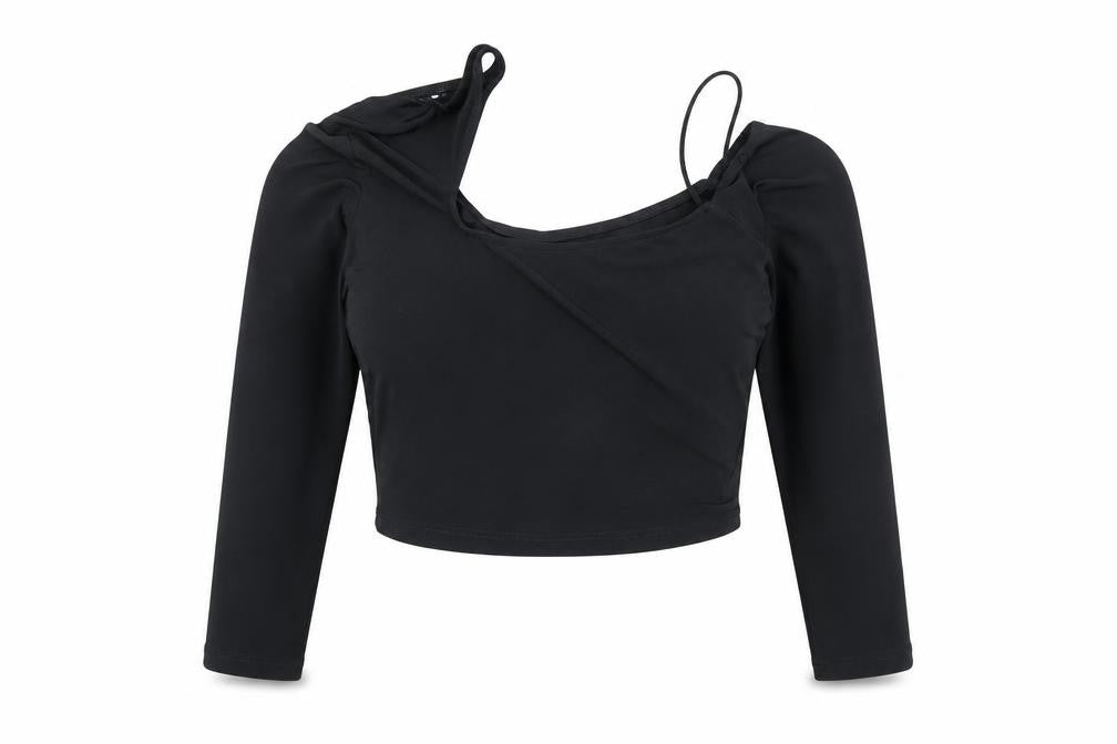 Bershka Women Black Cropped Blouse Size 12