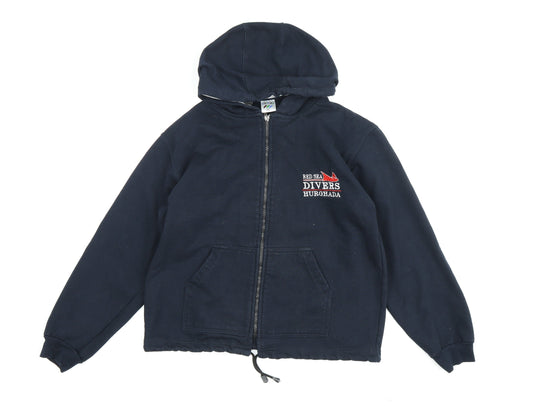 Colors Women Blue Hooded Jacket Size 16 Embroidered Casual