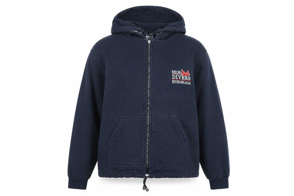 Colors Women Blue Hooded Jacket Size 16 Embroidered Casual