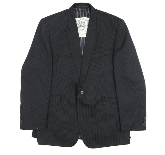 The Fyne & Dandy Men's Black XL Striped Blazer