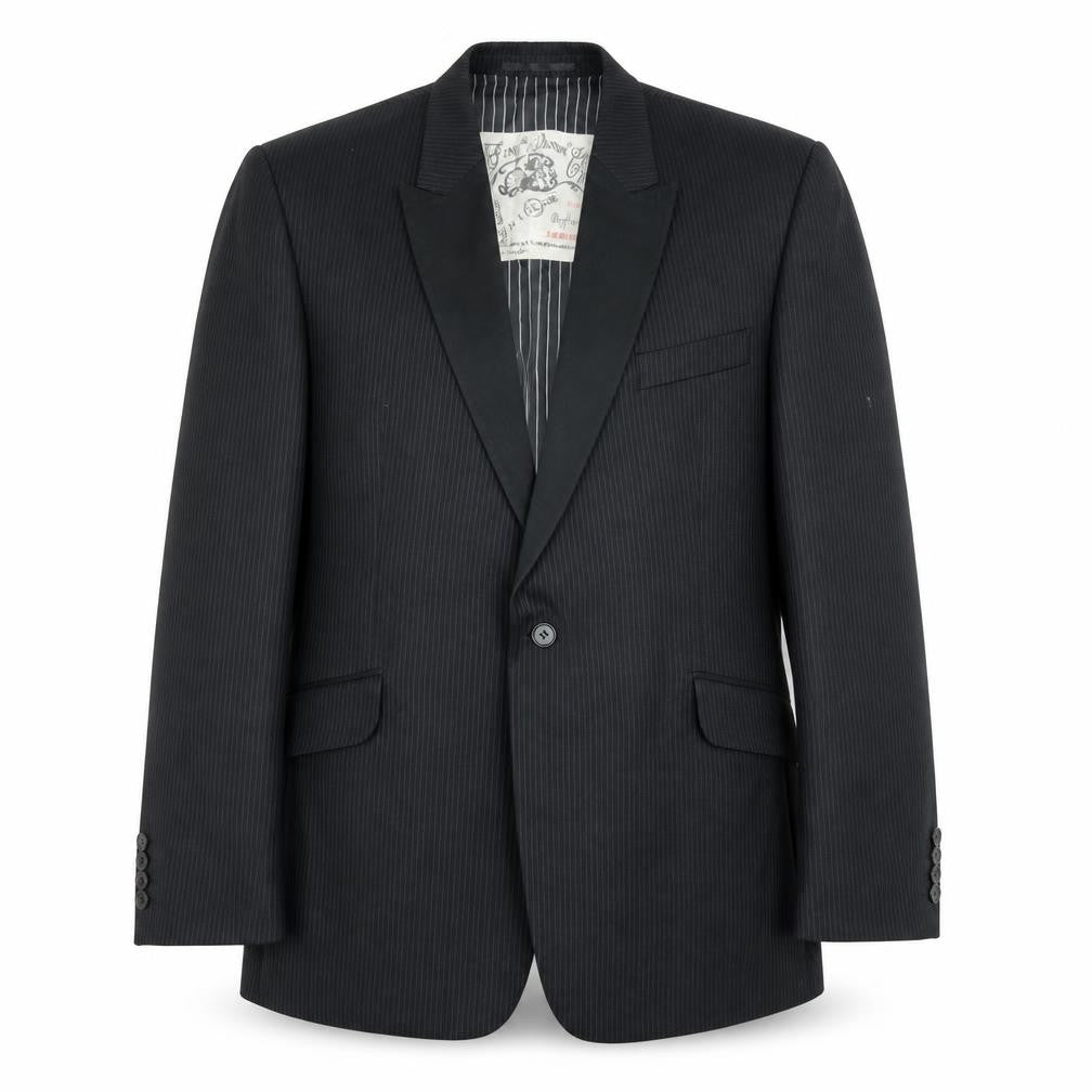 The Fyne & Dandy Men's Black XL Striped Blazer