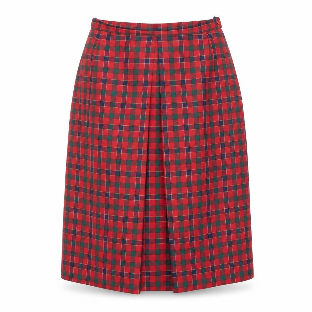 Fable Women's Red Plaid Midi Pleated Skirt Size 14