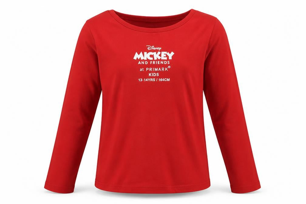 Primark Girls Red Mickey Mouse Long Sleeve Pyjama Top 12-13 Years