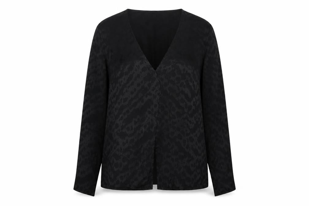 French Connection Women's Black Animal Print Blouse
