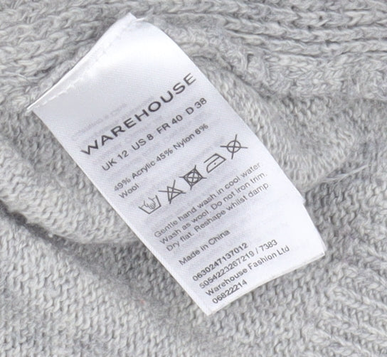 Warehouse Women's Grey Studded Pullover Jumper Size 12