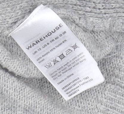 Warehouse Women's Grey Studded Pullover Jumper Size 12