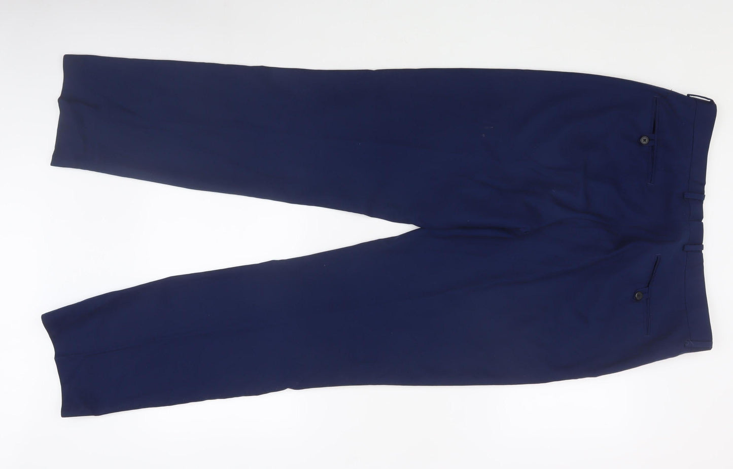 Dobell Men's Blue Slim Fit Dress Pants 36L