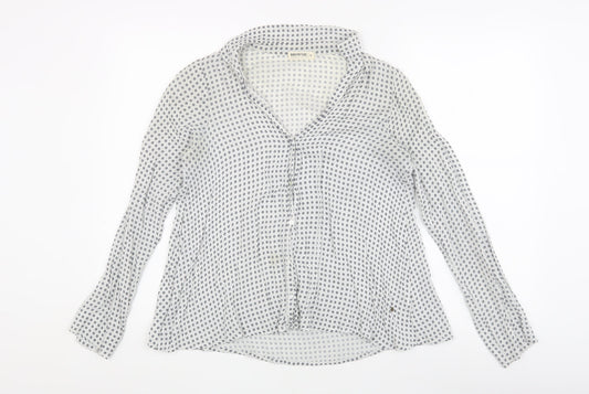 Brownie Women’s White Floral Blouse, Long Sleeve - Size P