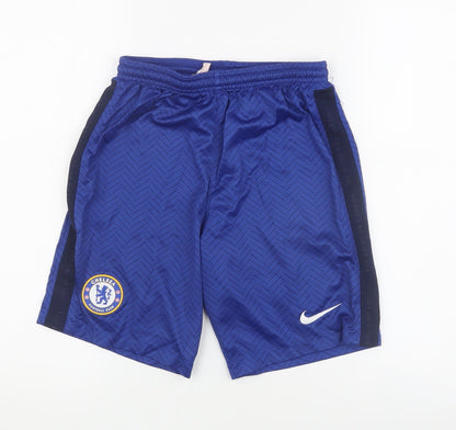 Additional front view of Nike boys’ blue athletic football shorts, size L