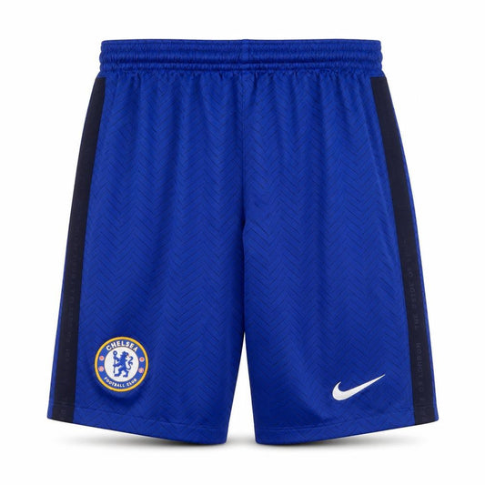 Front view of Nike boys’ blue athletic football shorts, size L