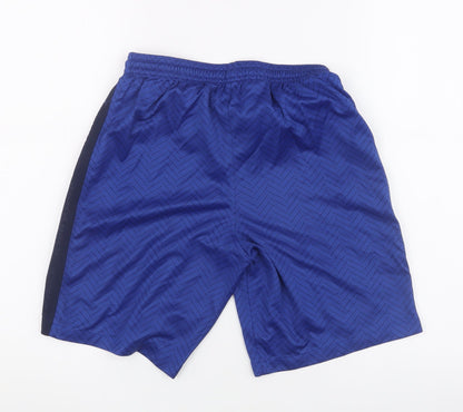 Back view of Nike boys’ blue athletic football shorts, size L