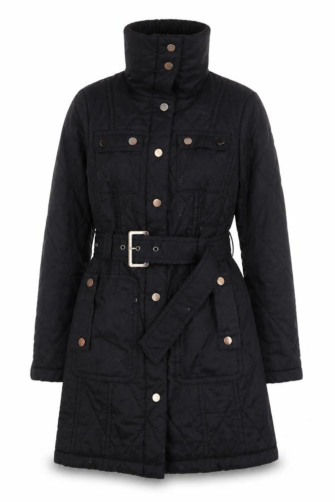 Zara Women's Black Quilted Trench Coat Size 10