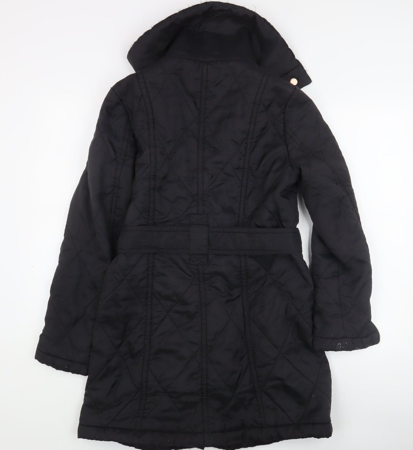 Zara Women's Black Quilted Trench Coat Size 10
