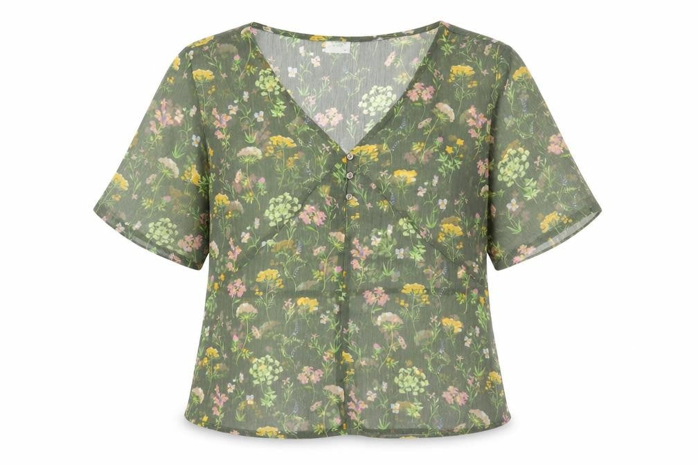Jacqueline de Yong Women's Floral Blouse, Size 12, Short Sleeve