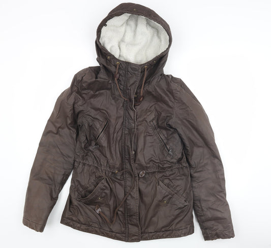 H&M Women's Brown Parka Jacket Size 4