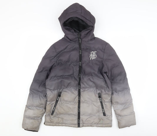 PF Boys Grey Ombré Puffer Jacket, 11-12 Years, Hooded