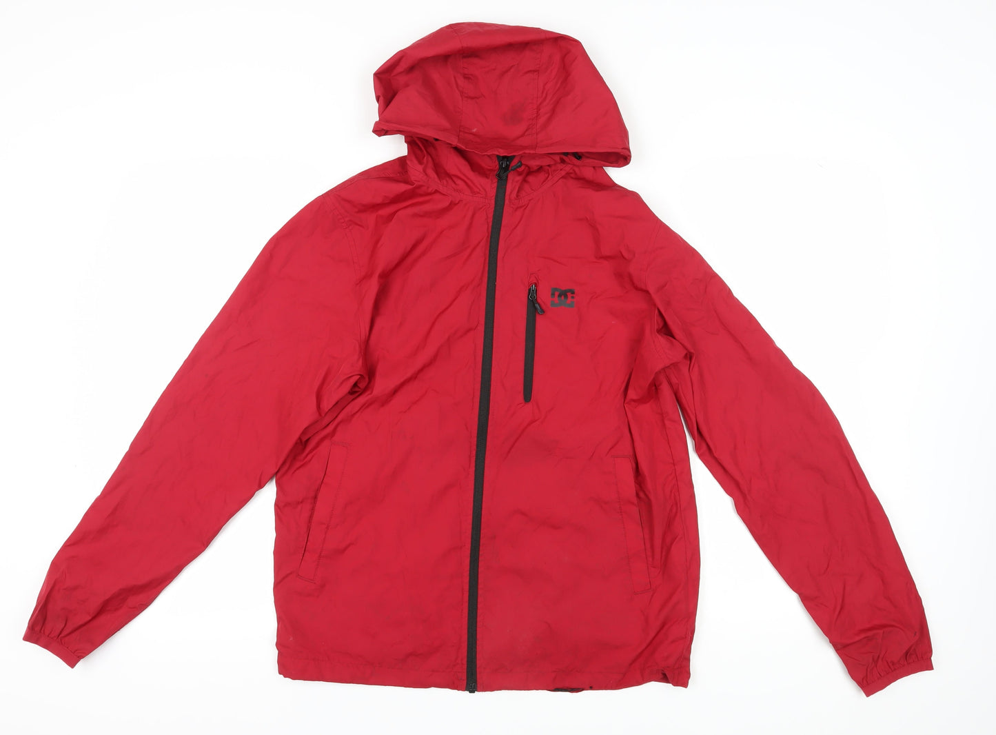 DC Men's Red S Windbreaker Jacket Hooded