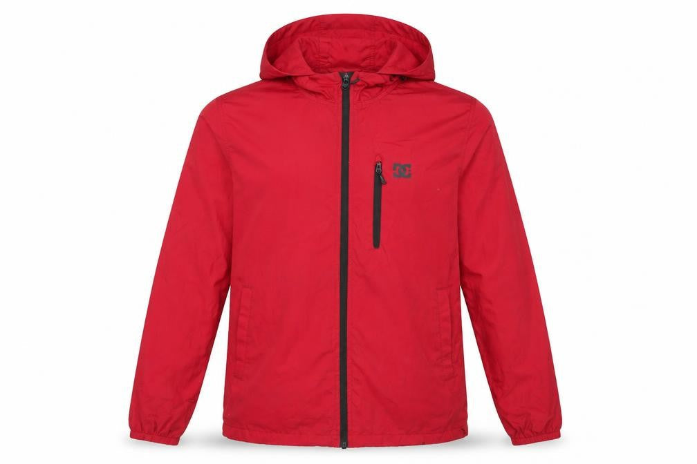 DC Men's Red S Windbreaker Jacket Hooded