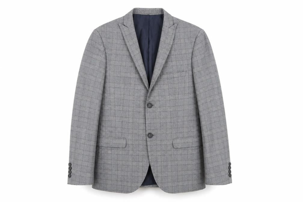 Jeff Banks Men's Grey Plaid Blazer Extra-Slim 40 Regular Fit