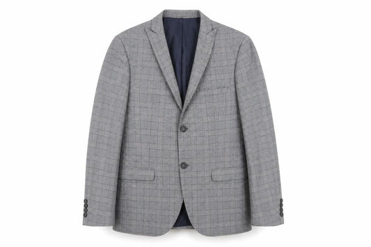 Jeff Banks Men's Grey Plaid Blazer Extra-Slim 40 Regular Fit