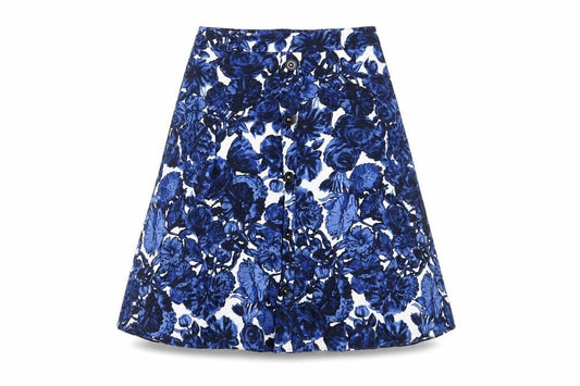 Laura Ashley Women's Blue Knee Length A-Line Skirt Size 10