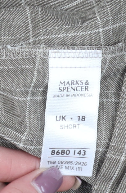 Marks and Spencer Women's Brown Check Dress Pants 18