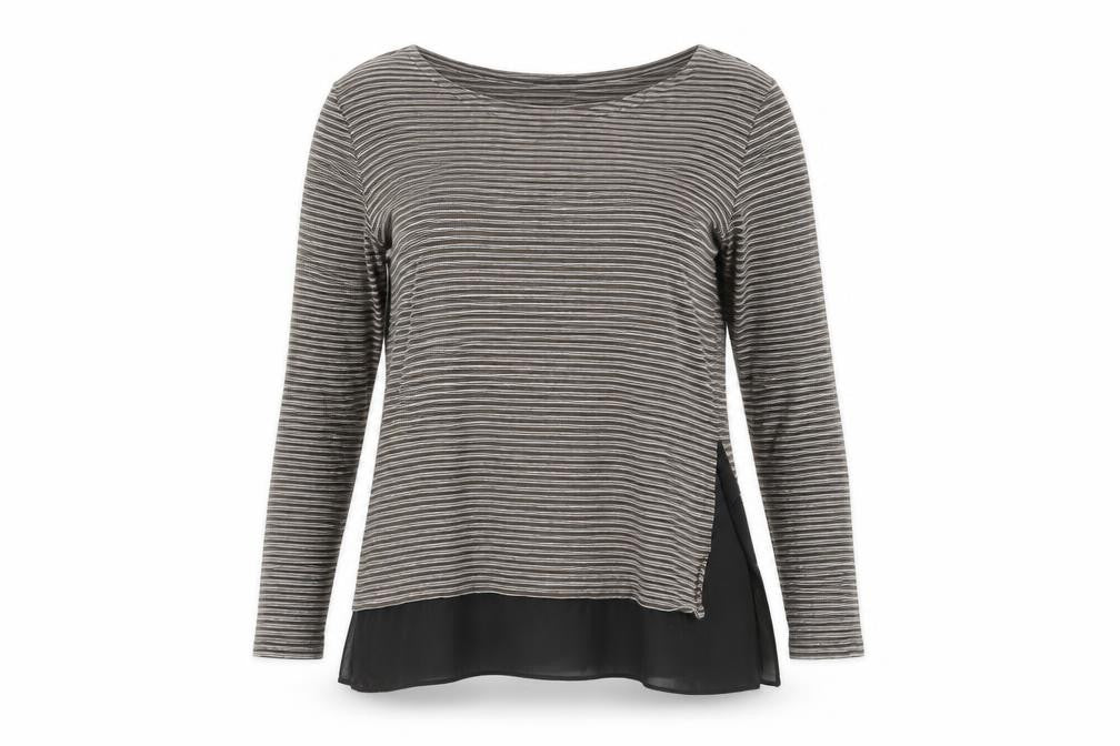AllSaints Women's Black Tunic, Size 4, Striped Long Sleeve