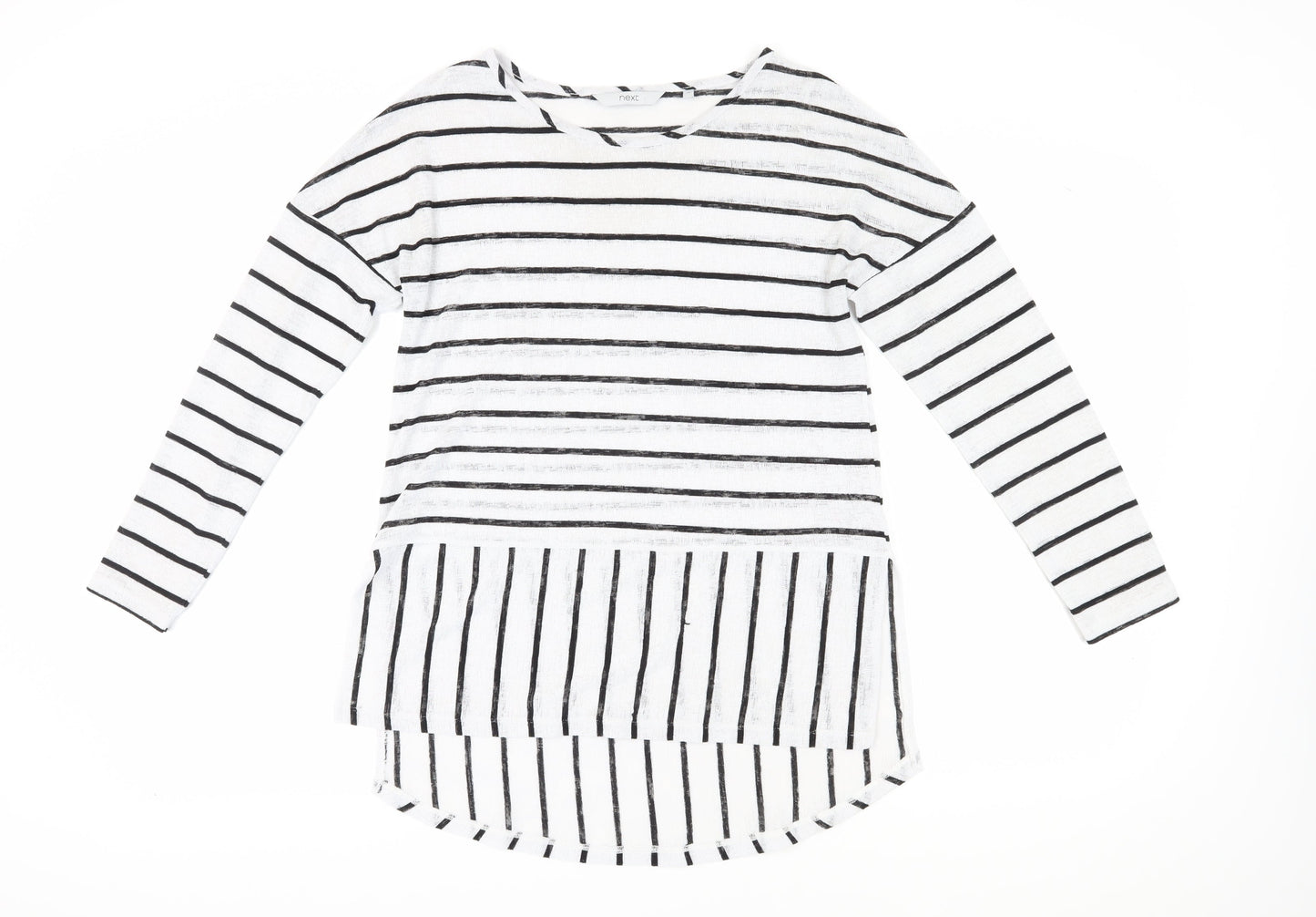 Next Women's White Striped T-Shirt, Size 12, Regular Fit