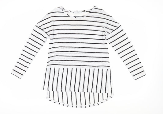 Next Women's White Striped T-Shirt, Size 12, Regular Fit