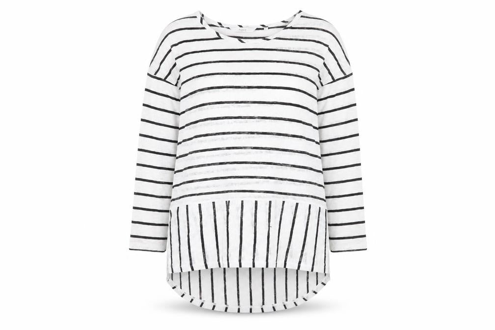 Next Women's White Striped T-Shirt, Size 12, Regular Fit