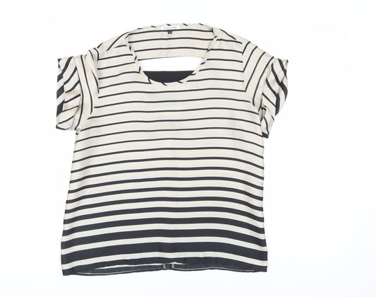 River Island Women's Beige Striped Blouse Size 12
