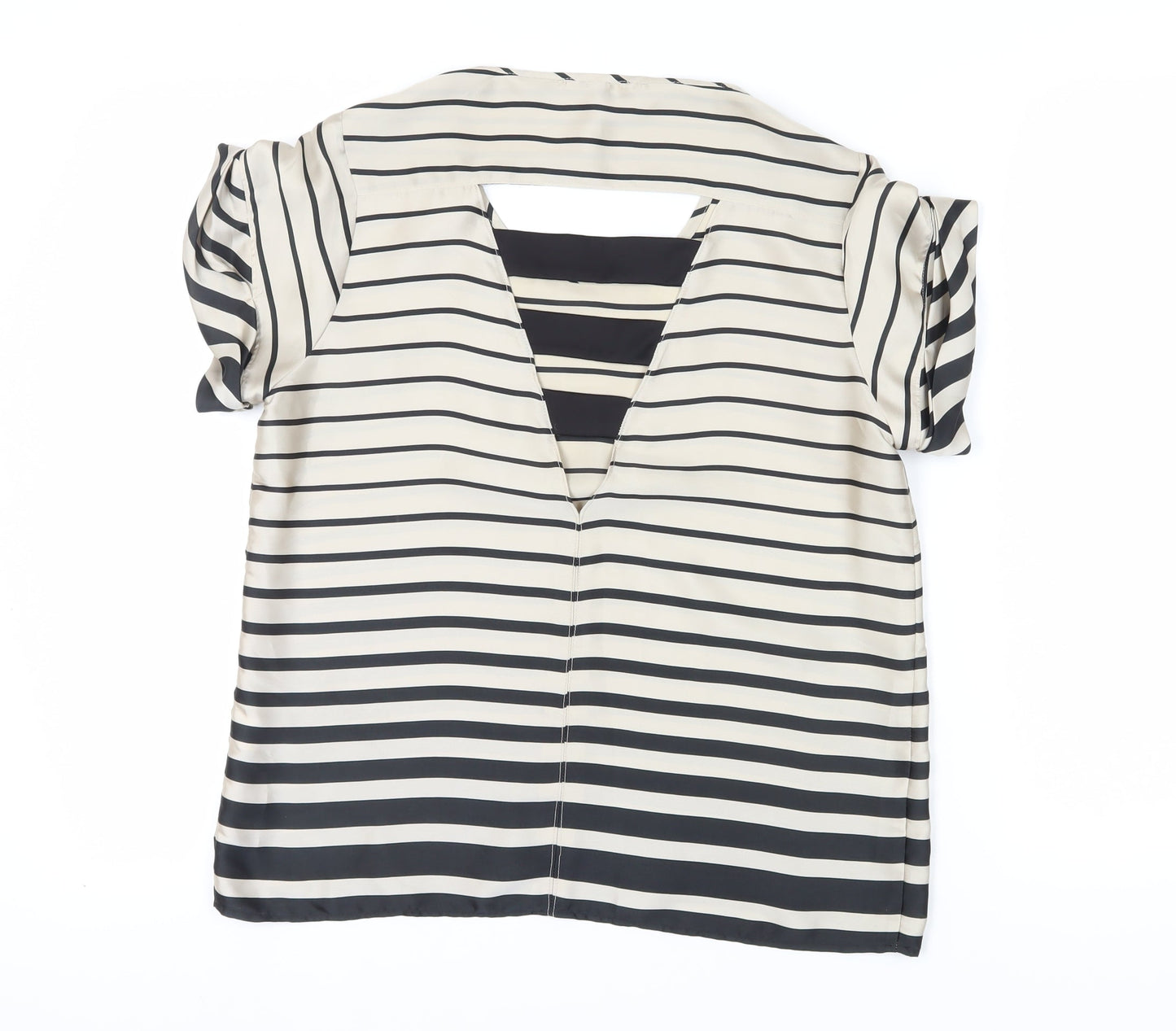 River Island Women's Beige Striped Blouse Size 12
