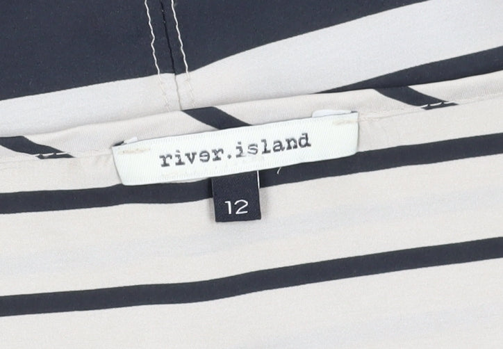River Island Women's Beige Striped Blouse Size 12