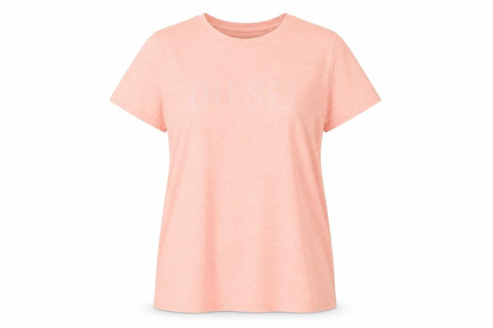 Diesel Girls Pink XL Basic T-Shirt with Logo