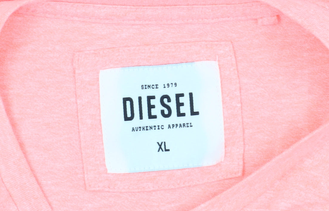 Diesel Girls Pink XL Basic T-Shirt with Logo