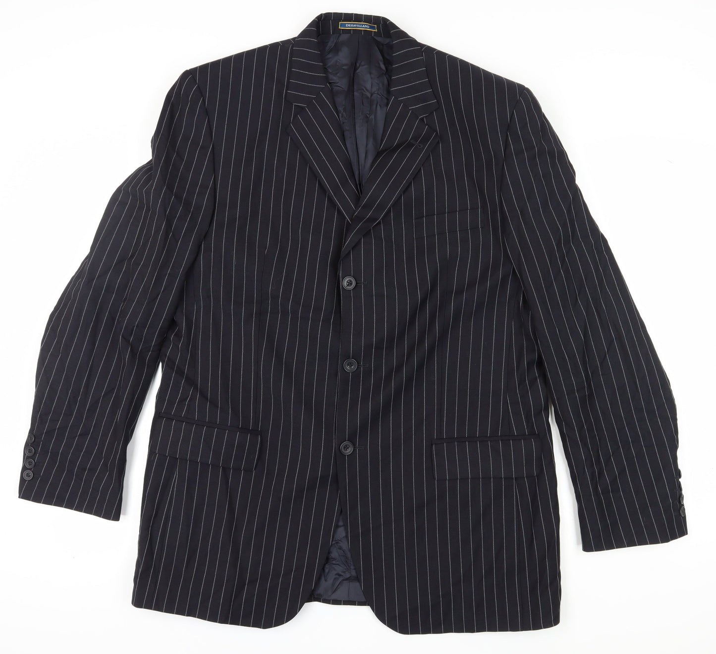 Dehavilland Men's Black Pinstripe Blazer Size 42L