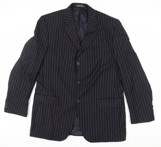Dehavilland Men's Black Pinstripe Blazer Size 42L