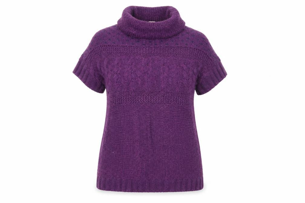 Little Stuff Women's Purple Cable-Knit Pullover, Size 14