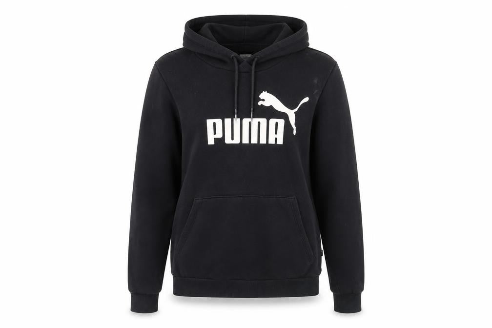 Puma Women's Black Hoodie with Logo, Size 16, Drawstring