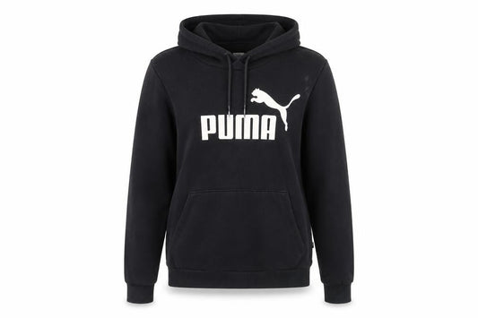 Puma Women's Black Hoodie with Logo, Size 16, Drawstring